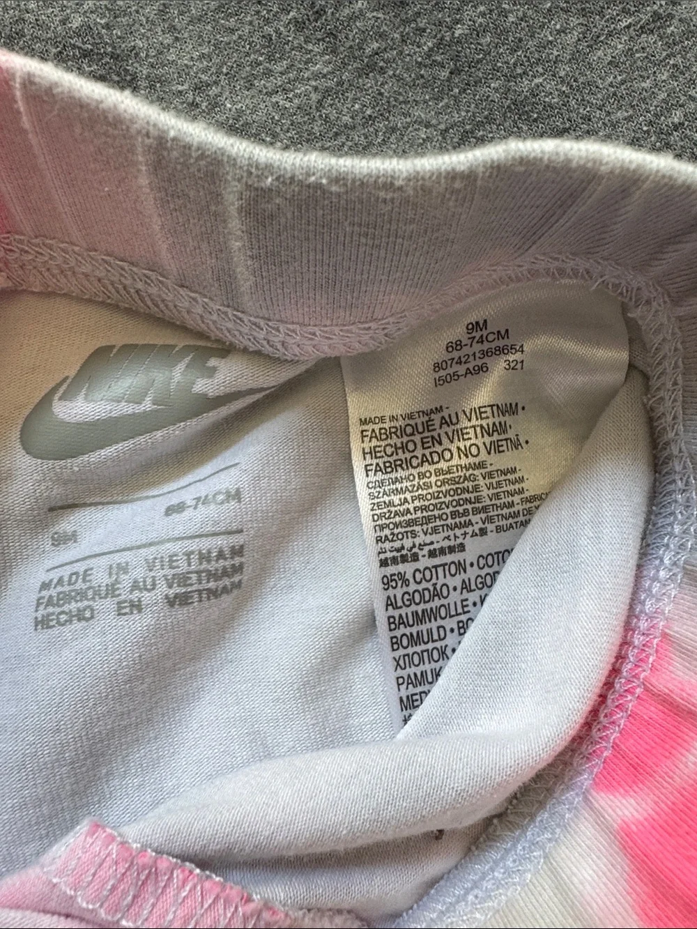 Nike Gray Sweatshirt with Pink Tie-Dye Leggings
